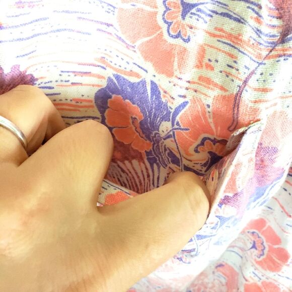 Women's Roxy Flax Linen Pink and Purple  Drawstring Relaxed Raw Hem Pants Sz LRG - Picture 6 of 14